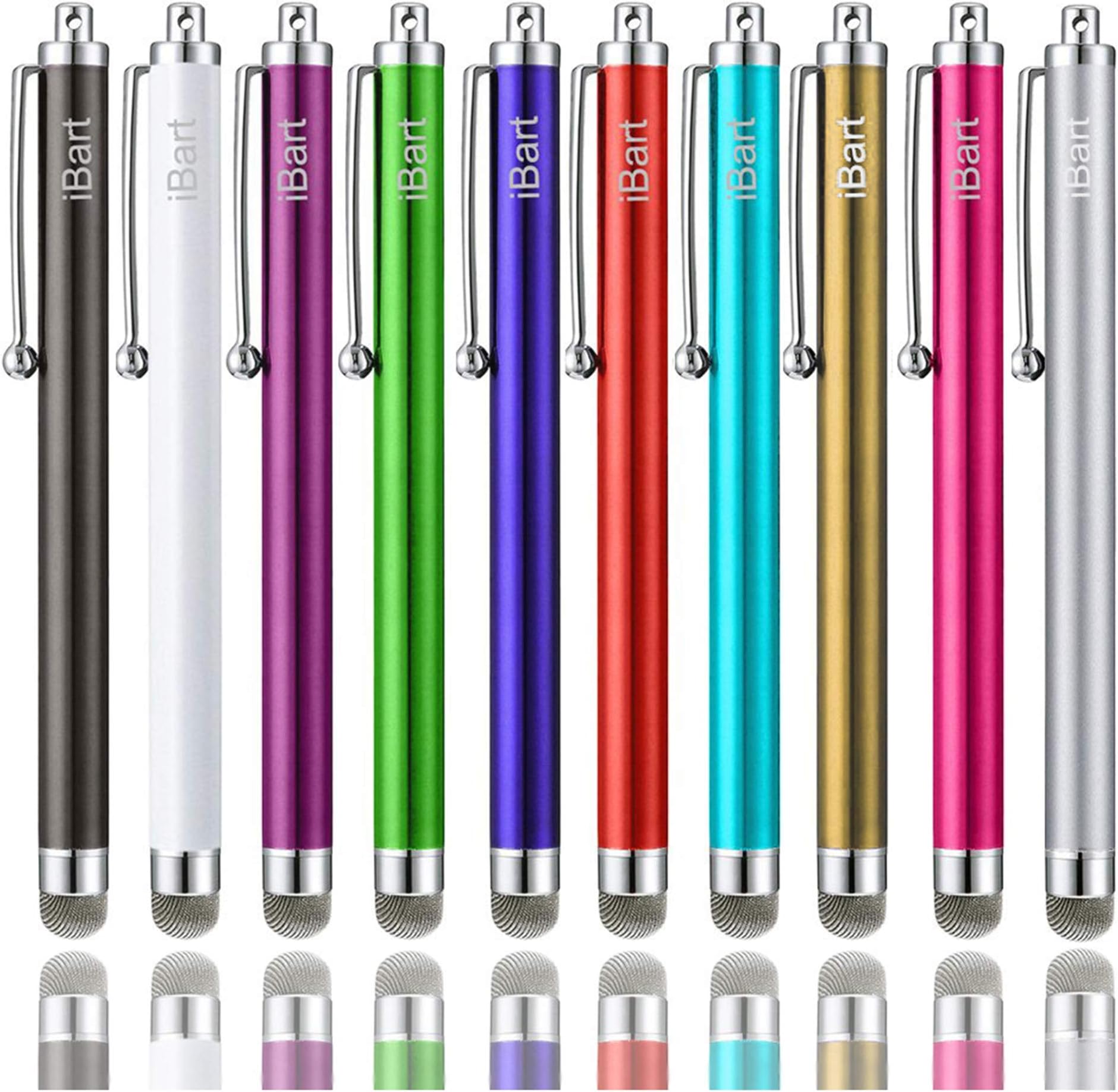 Stylus, iBart Mesh Fiber Tip Series Precision Stylus Pens for Touch Screens Devices, iPhone, iPad, Kindle, Tablet (10 Colors)