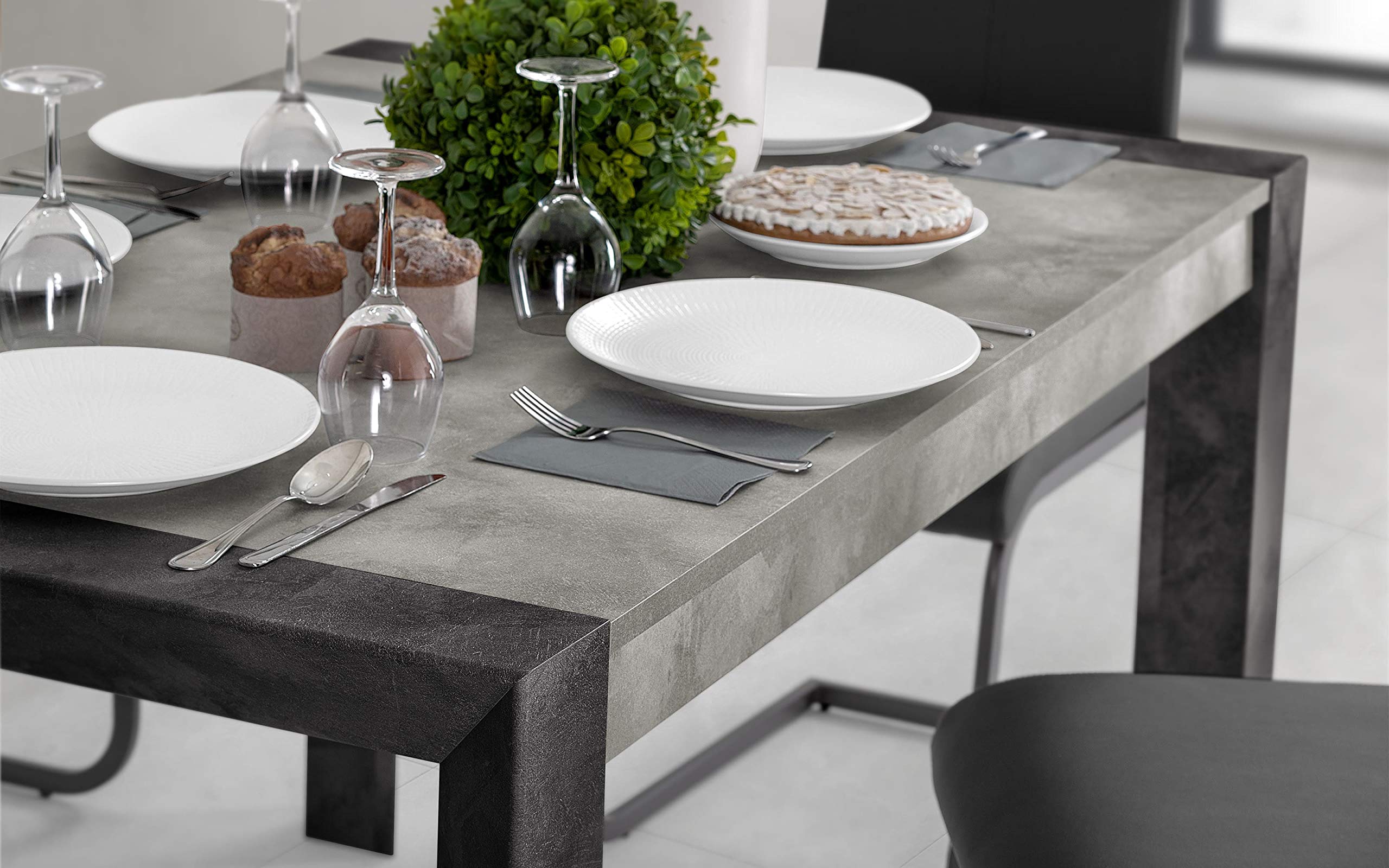 Tavolo Allungabile LOLA Grigio Cemento | Tavolo Cucina Made Italy | Estensione Fino 220 Cm - Foto 5