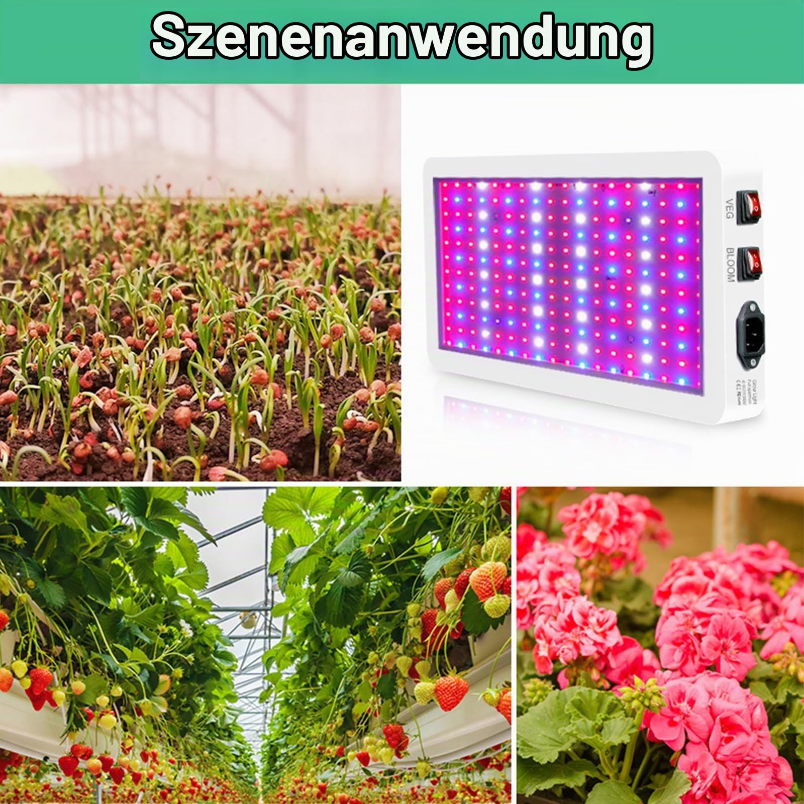 Pflanzenlampe LED Vollspektrum - 2000W 312 LED Grow Lampe Vollspektrum mit Veg/Bloom Doppelschaltern, UV Lampe Pflanzen Grow Light, Hängende Wachstumslampen für Pflanzen, Gewächshaus, Gemüse & Blumen