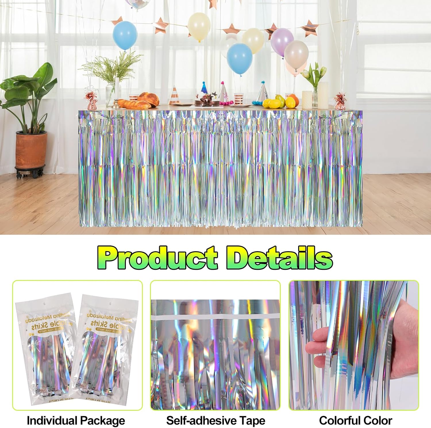 Table Skirt, 6 PCS, Iridescent, 29 x 108 Inch