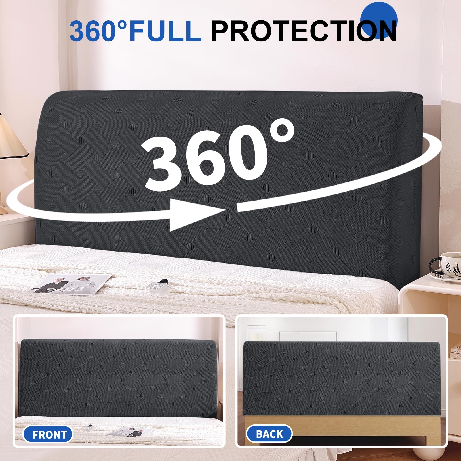 Generico Elasticizzato Copri Testata Letto Matrimoniale per letto matrimoniale Size Copri Testiera Letto Matrimoniale protezione antipolvere per l'arredamento della camera Grigio chiaro X-Large