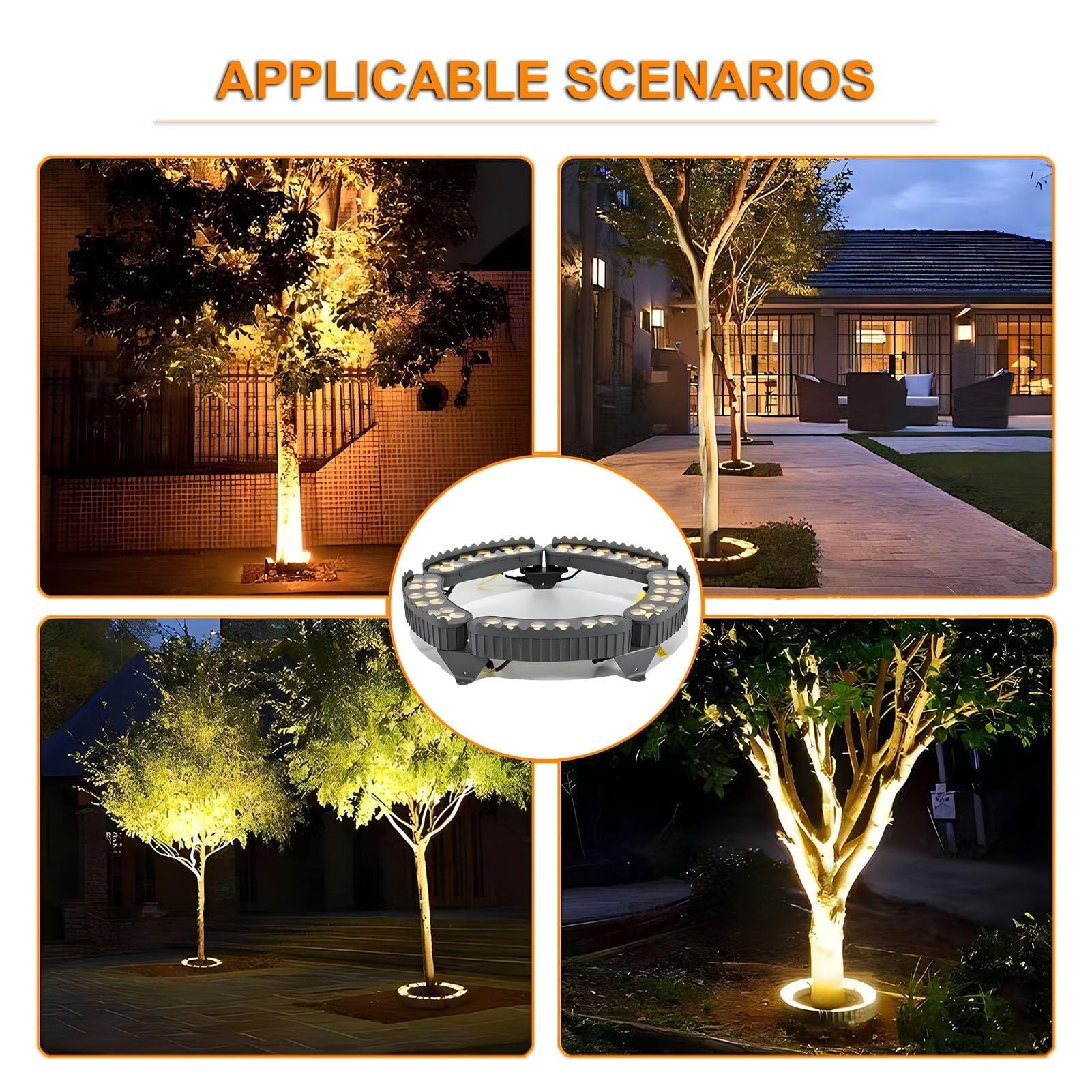 Faretto Luce Da Pavimento - 24V Faretti LED Esterno, Lampada Ad Anello LED Da 12 W Per Abbracciare Gli Alberi, Luce Da Paesaggio Per Alberi Impermeabile Per Esterni IP65(Warm White,7PCS(24V))