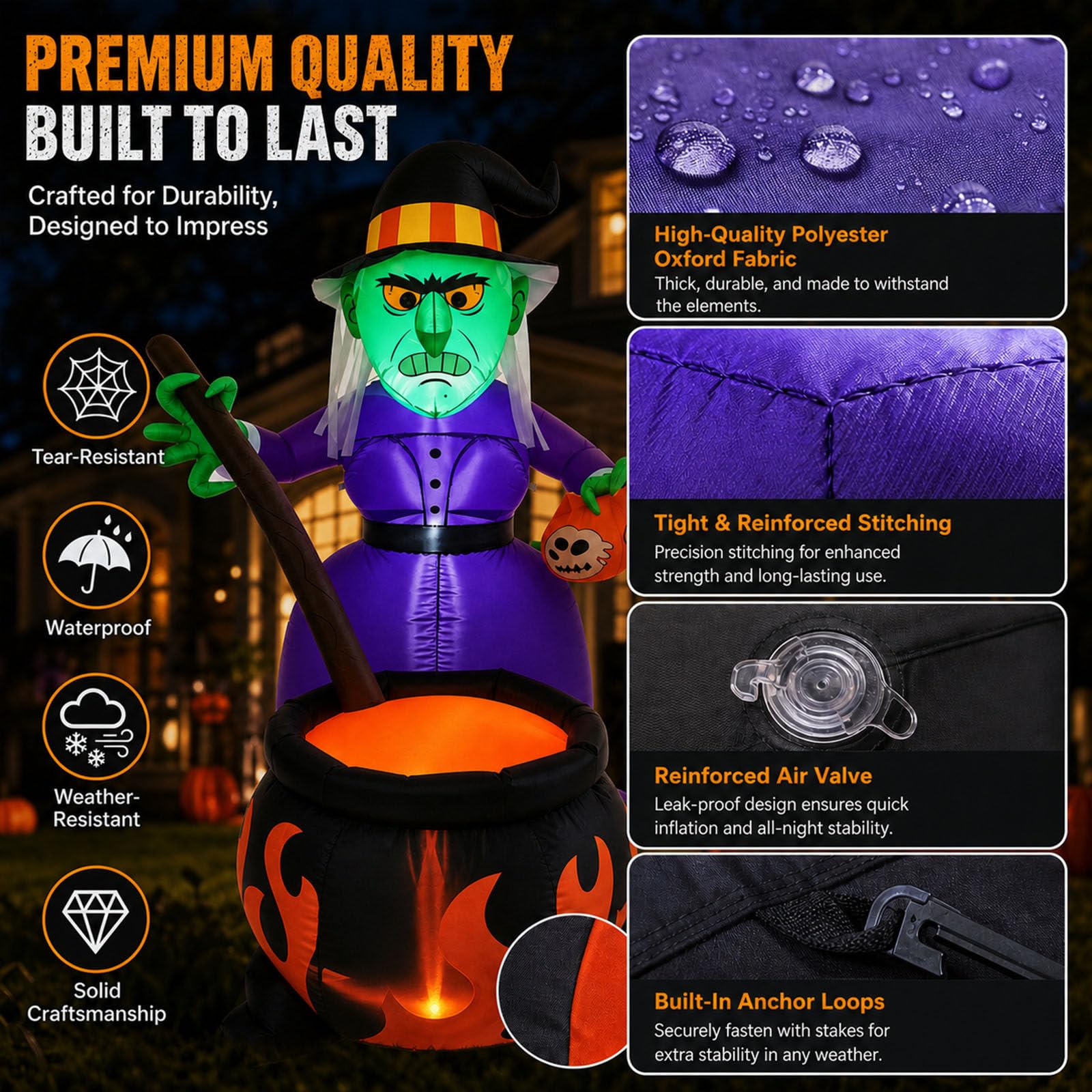 Decorazione di Halloween per Interni Ed Esterni: Gonfiabile, per Halloween Raffigurante Una Strega con Scopa, Adatta per Portici D'Ingresso E Feste al Chiuso. G
