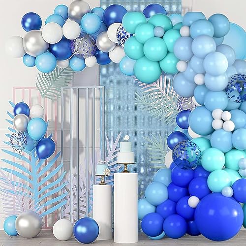 Miniatura 4 de Kit de arco de guirnalda de globos azules, arco de globos de 5, 10, 12, 18 pulgadas, arco de globos azul rey pastal azul turquesa con globos de