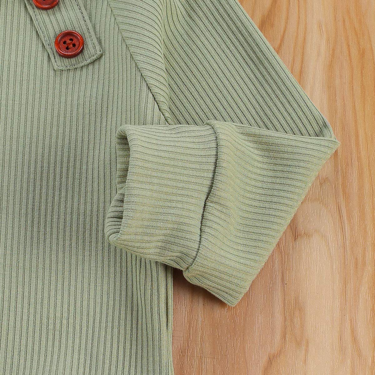 Geagodelia 2 Pezzi Completino da Neonati Felpa a Costine Solid T-Shirt Manica Lunga Maglione Lavorato a Maglia Top Pantaloni Autunno Inverno Pigiama Abbigliamento