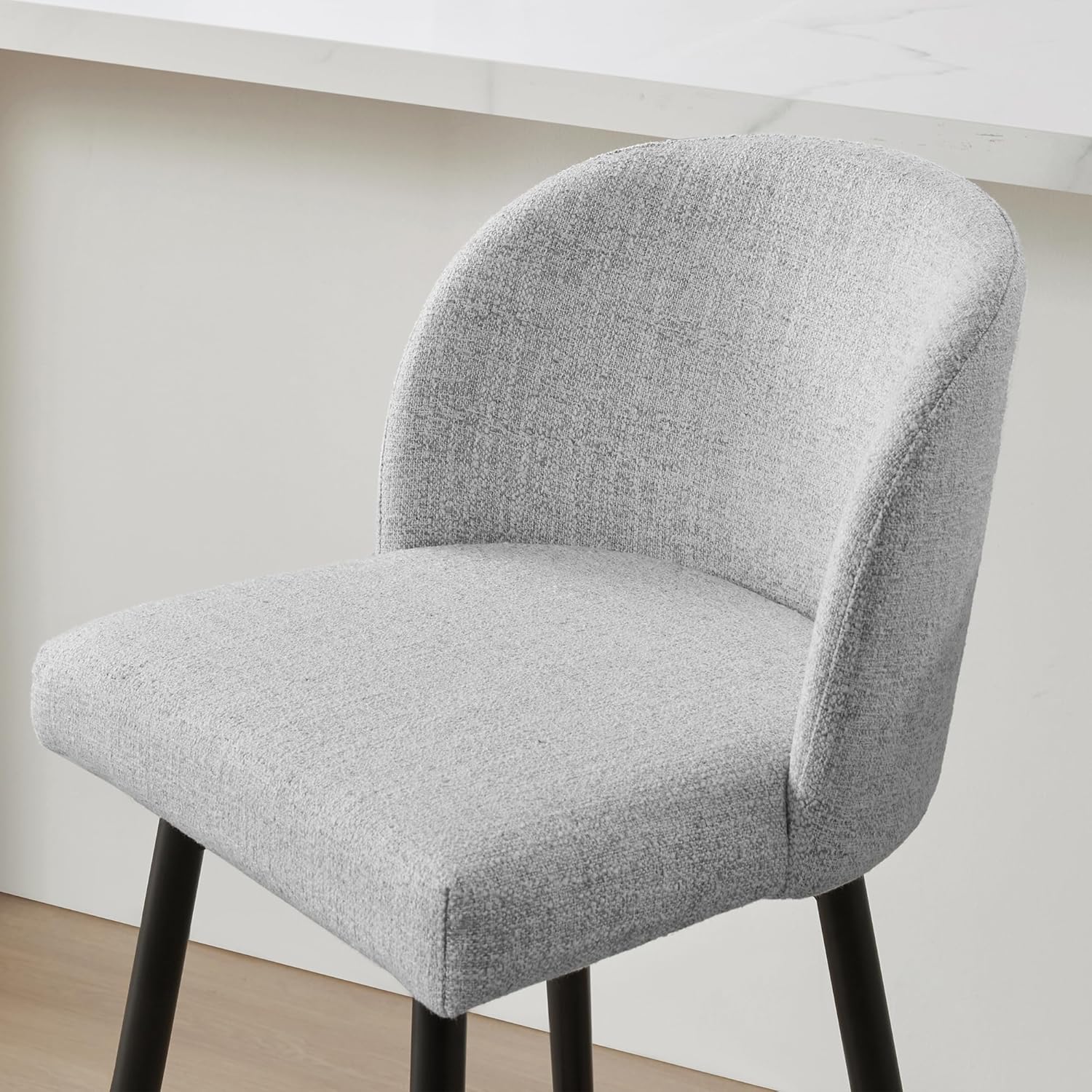 Watson & Whitely Counter Height Bar Stools Set of 3, 360° Swivel Upholstered Barstools with Backs and Metal Legs, 26" H Seat Height, Fabric in White (Multi-Colored)