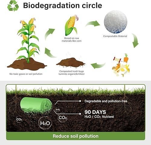 Miniatura 5 de Bolsas de compost, 13 galones, 50 litros, extra gruesas de 1.1 mils, bolsas de desechos de alimentos compostables con US BPI ASTM D6400 y Europe OK