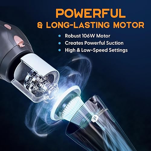 Miniatura 8 de THISWORX - Aspiradora de automóvil portátil, de alta potencia, con 3 accesorios, cable de 16 pies y bolsa, 12 V, kit de accesorios para automóviles