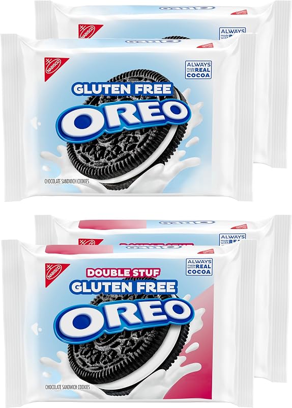 OREO Original & OREO Double Stuf Gluten Free Cookies Variety Pack, 4 Packs | Always made with Real Cocoa, Bulk Cookies, Certified Kosher