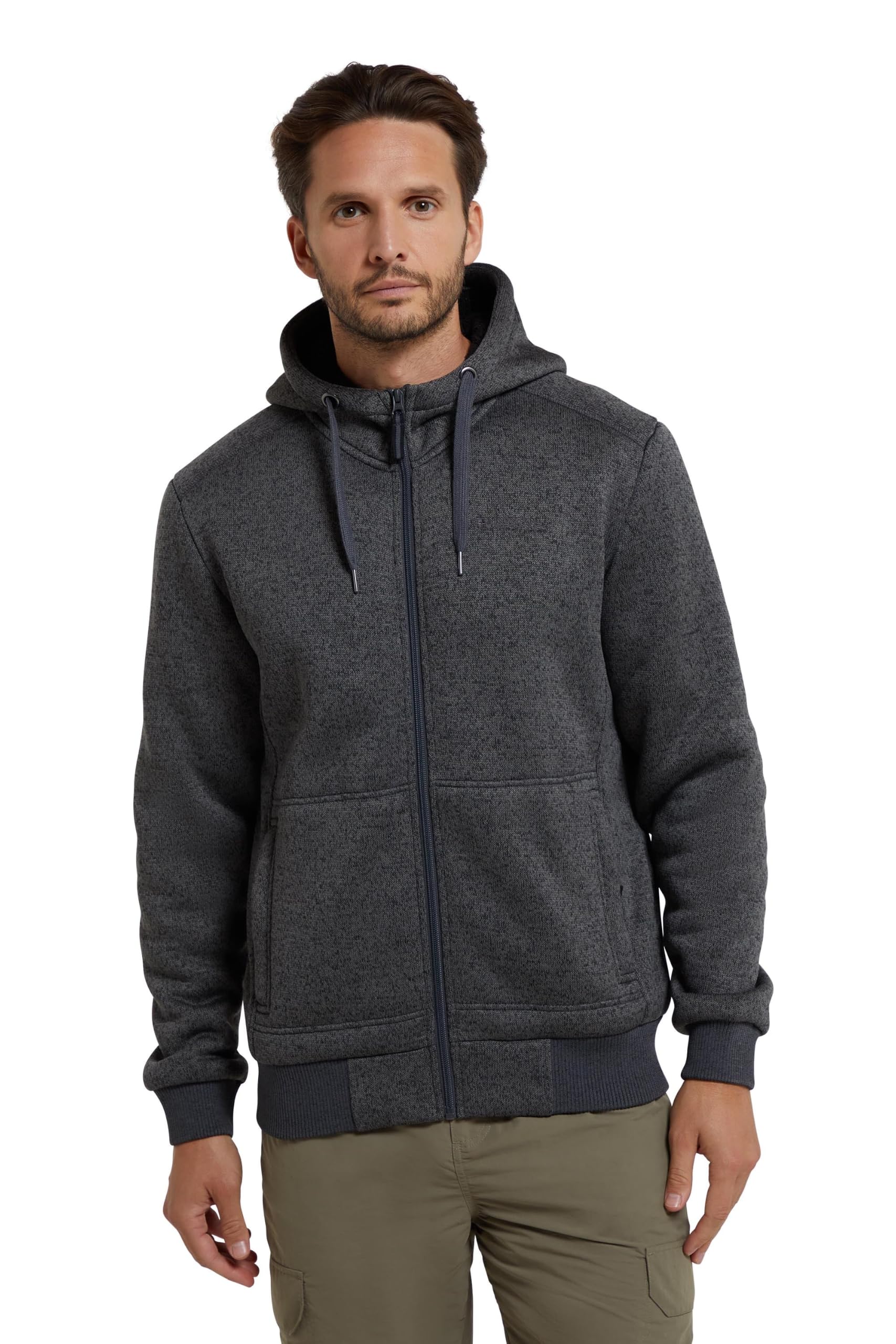 Mountain Warehouse Men's Black Nevis Ii Fur Lined Full Zip Hoodie L