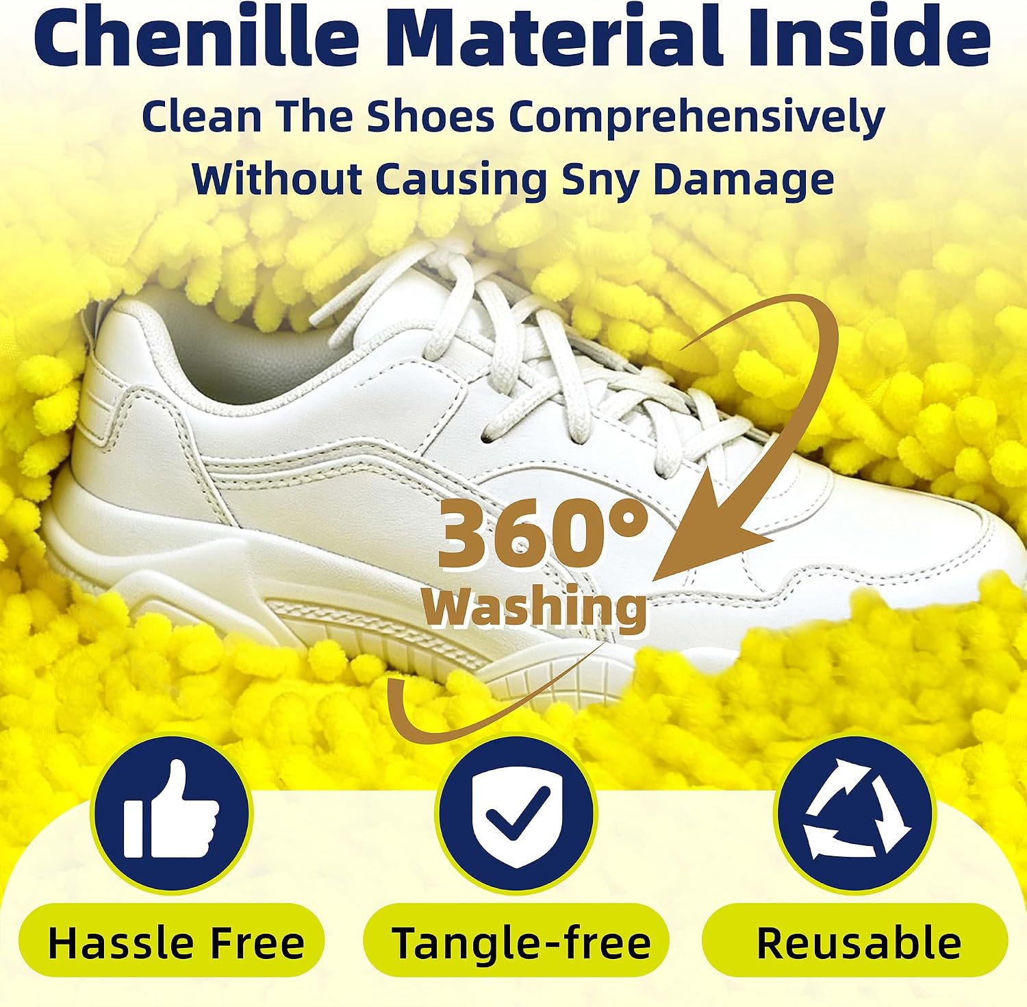 Set of 2 Reusable Shoe Laundry Bags, 360 Degree Deep Clean,Noise-reducing Sneaker Washing Bags for Machine Wash, Protect Shoes & Washer Drum, Anti-skid Zipper, Durable Chenille Interior image 5
