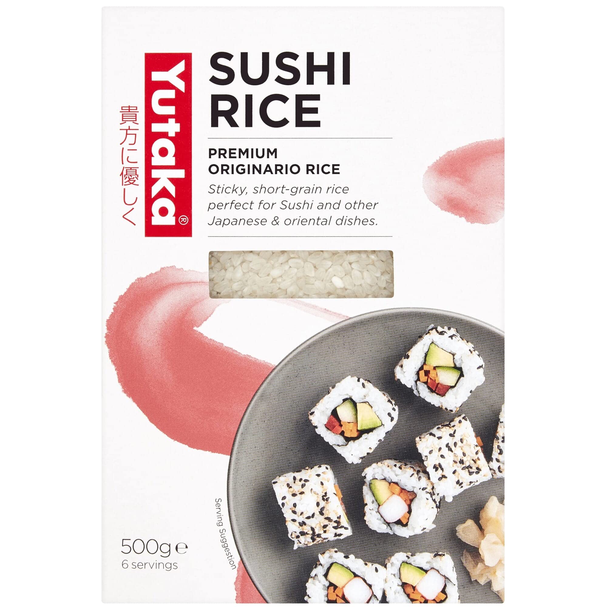 Yutaka Premium Grade Sushi Rice 500g (Pack of 6) | Japanese-Style Sticky Short Grain Rice | Makes 6 Servings | Ideal for Sushi, Onigiri, Rice Bowls & Oriental Dishes | Quick & Easy to Prepare