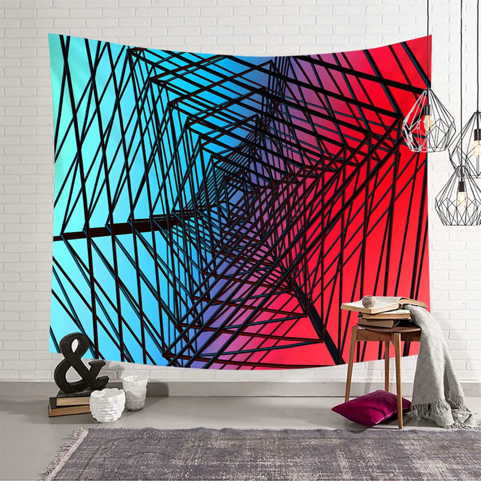 Tapiz decorativo KnSam de poliéster con acabado geométrico definido de 150 x 130 cm
