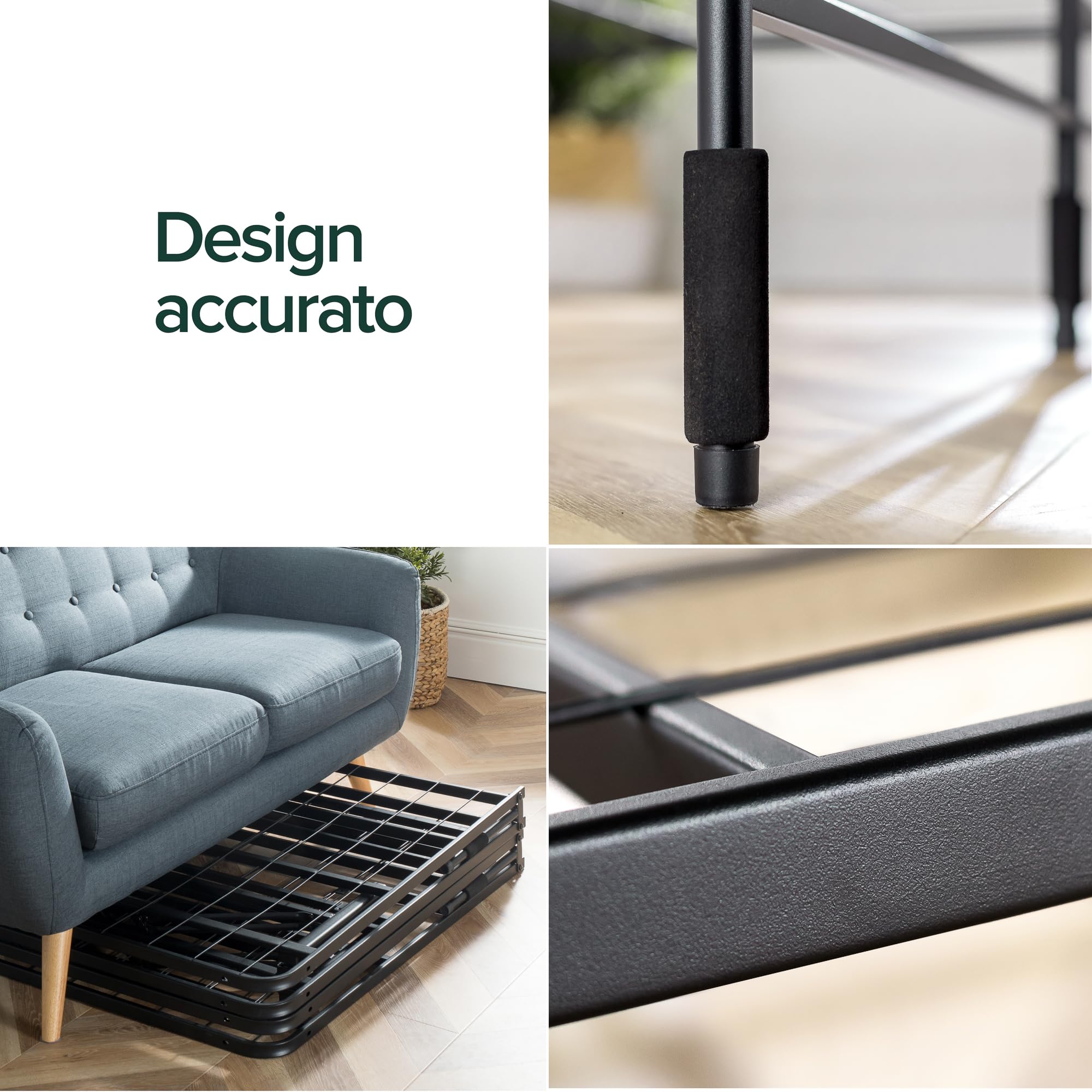 Zinus SmartBase Rete Matrimoniale 160x190 cm - Altezza 35,5 cm - Rete Letto Pieghevole in Metallo - Ottimo per Ospiti con Spazio Sottostante - Facile da Montare - Nero