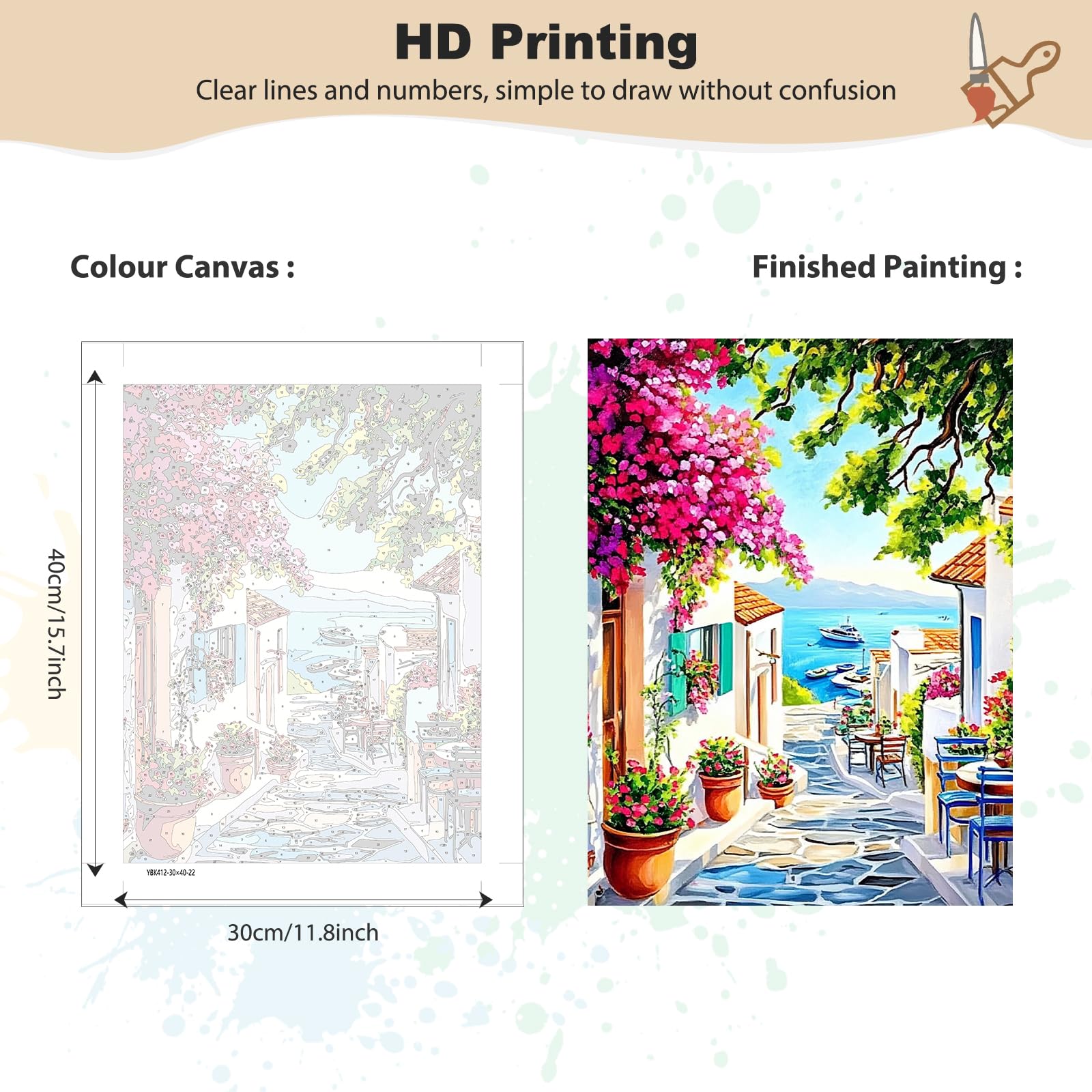 KQMGJYB Dipingi con i Numeri Adulti, Paint by Numbers Kit Fai da te Olio La Pittura di Numeri Kit con Pennelli Pittura a pigmento Acrilico Disegno Decora la casa Regalo 40x50cm