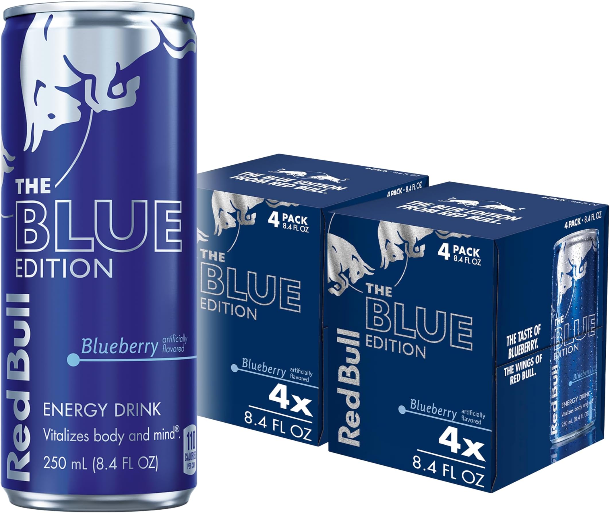Red Bull Blue Edition Energy Drink, Blueberry | 80mg Caffeine | 8.4 Fl Oz | Pack of 8