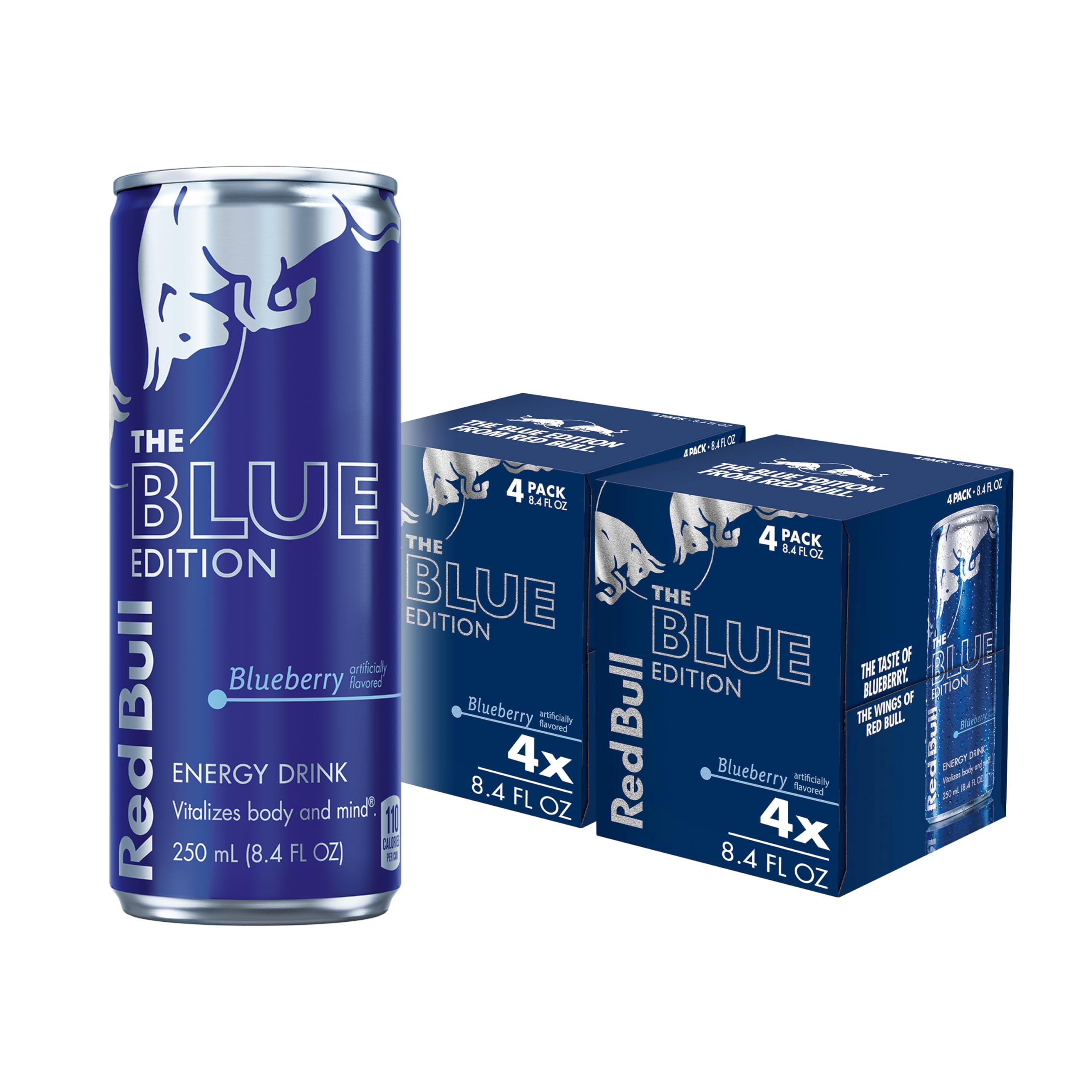Red BullBlue Edition Energy Drink, Blueberry, with 80mg Caffeine plus Taurine & B Vitamins, 8.4 Fl Oz, Pack of 8 Cans