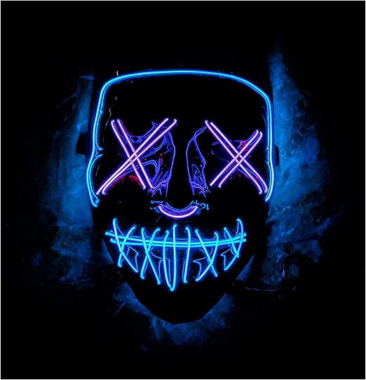 Double Couleur Led Halloween Led Masque Masque Led Masque De Purge Led 10 Option Bleu Violet Amazon Ca Jeux Et Jouets