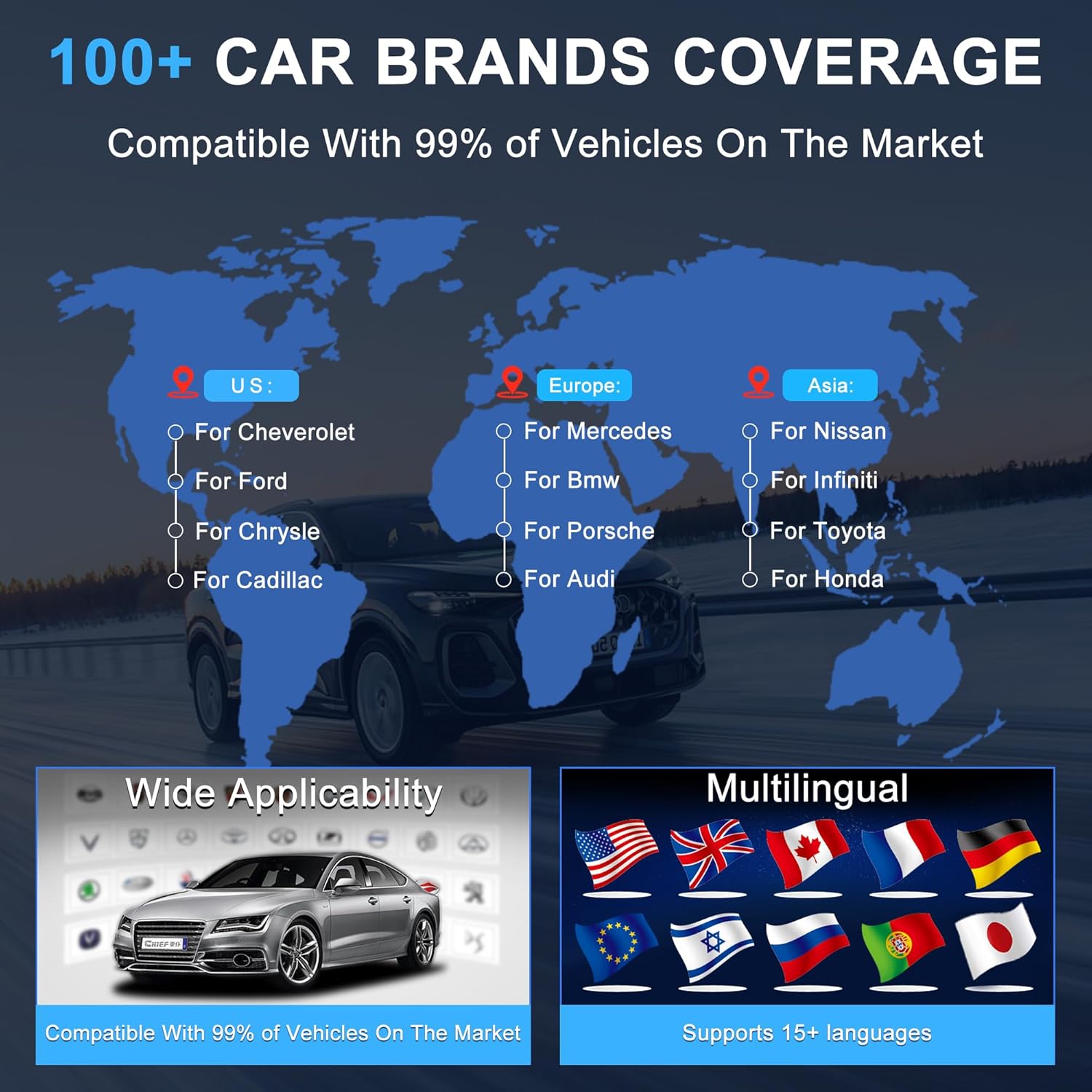 OBD2 Scanner Bluetooth Code Reader, Wireless OBDii Car Diagnostic Tool for Check Engine Light, I/M Readiness, Battery & Performance Test, Clears Error Codes for All OBD II Protocol Vehicles Since 1996