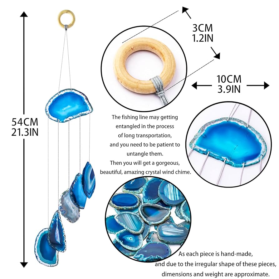 Amazon.co.jp: 瑪瑙スライス風鈴 ハンドメイド ヒーリング木製