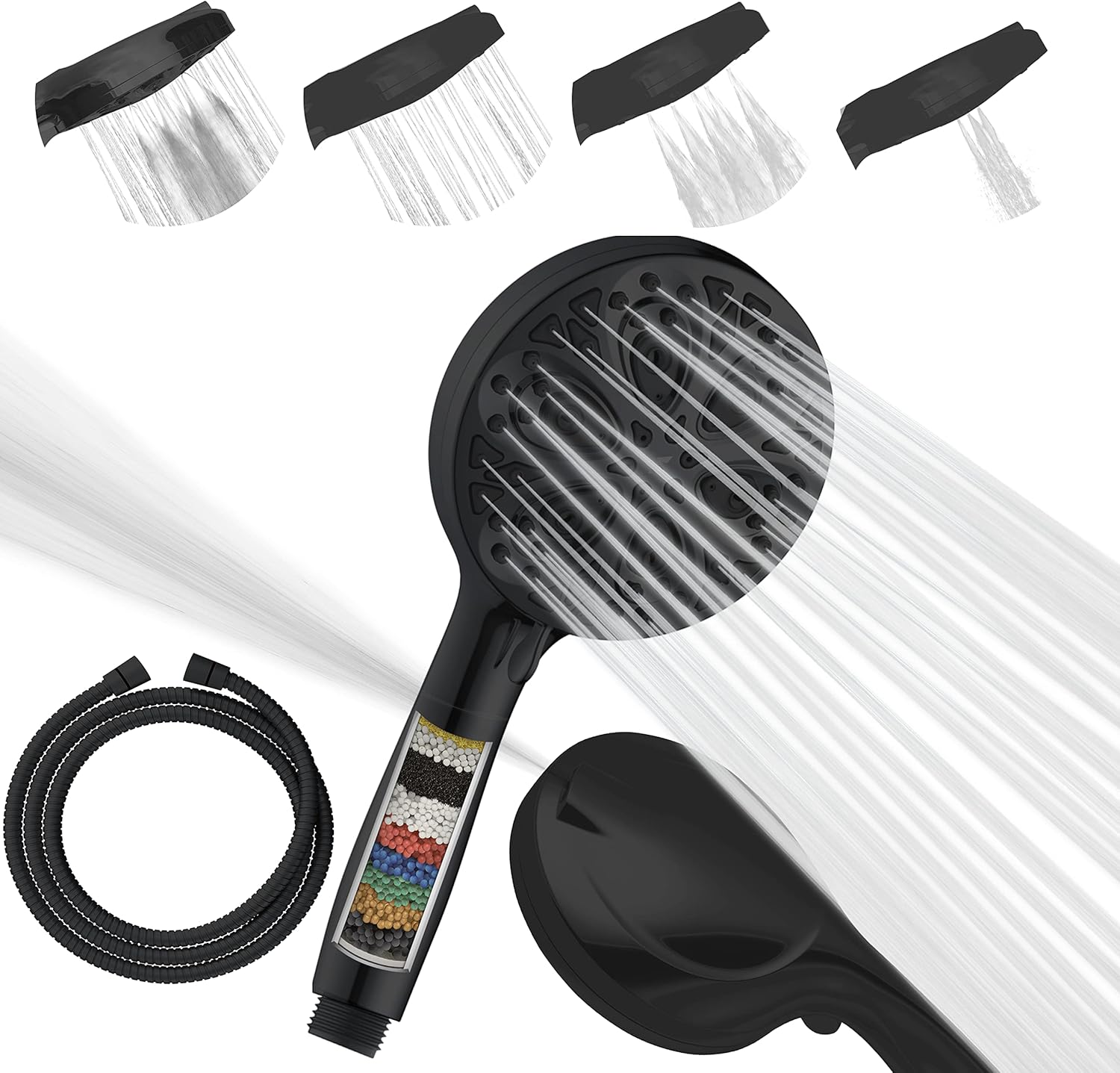 SparkPod Black Shower Head and Hose Set High Pressure Showerhead with