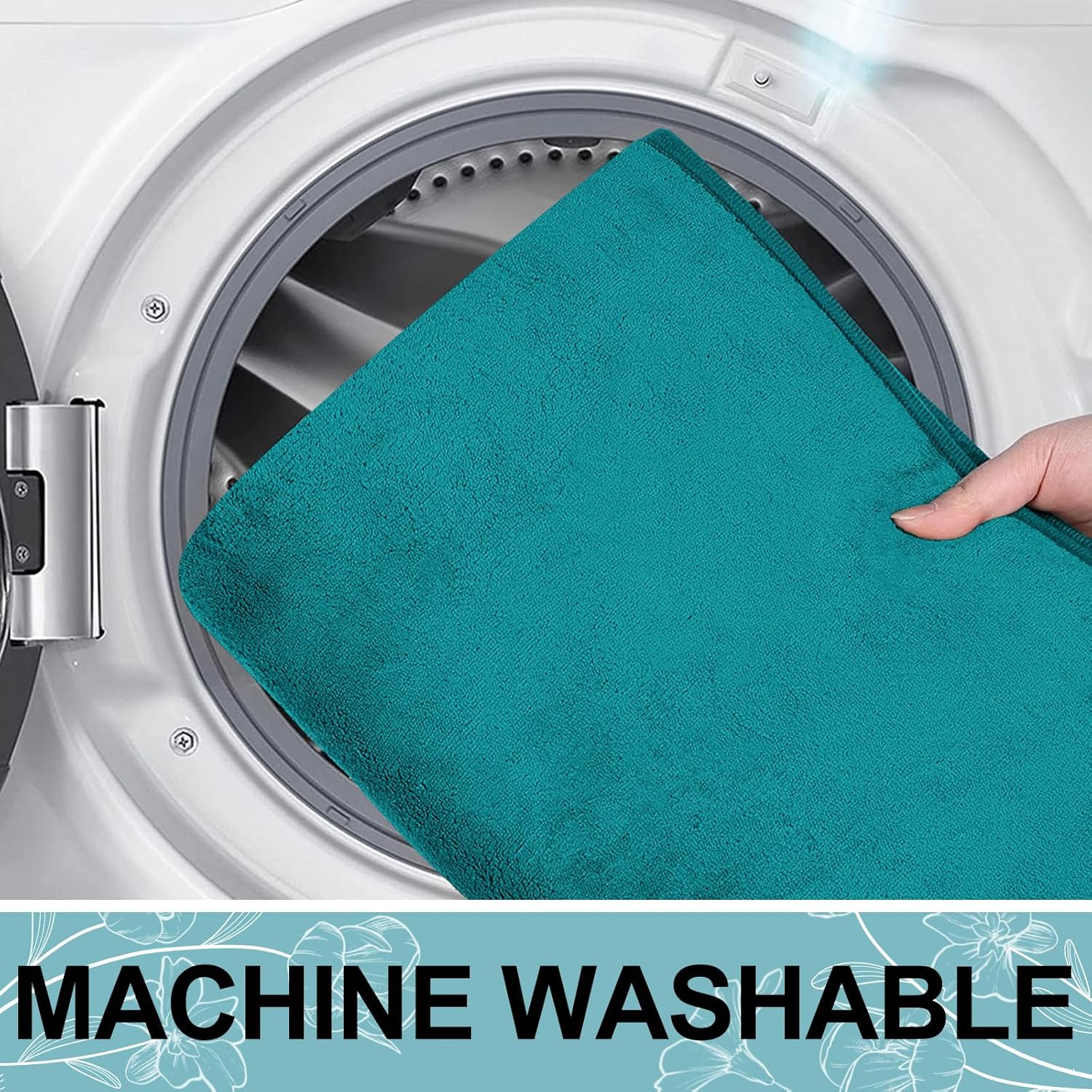 Smiry Memory Foam Bath Mat 30x20, Extra Soft and Absorbent Bathroom Mats, Non Slip Washable Carpet for Floor, Shower and Tub, Teal - Image 7