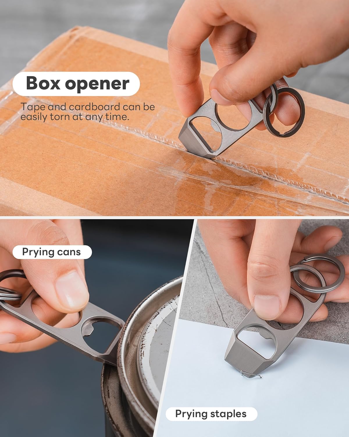 TISUR Titanium Bottle Opener Keychain, EDC Flat Keychain Mini Pry Bar Multitool, Pocket Beer Bottle Opener Key Chain for Men