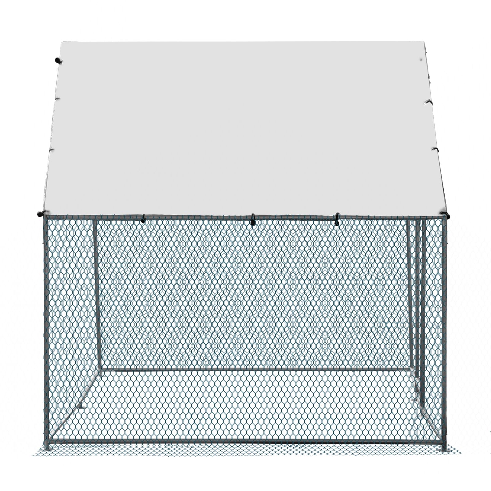 LEADZM Gallinero, 2 x 2 x 2 m, cercado para gallinas, 4 m², gran recinto con polietileno impermeable, de acero galvanizado, techo puntiagudo