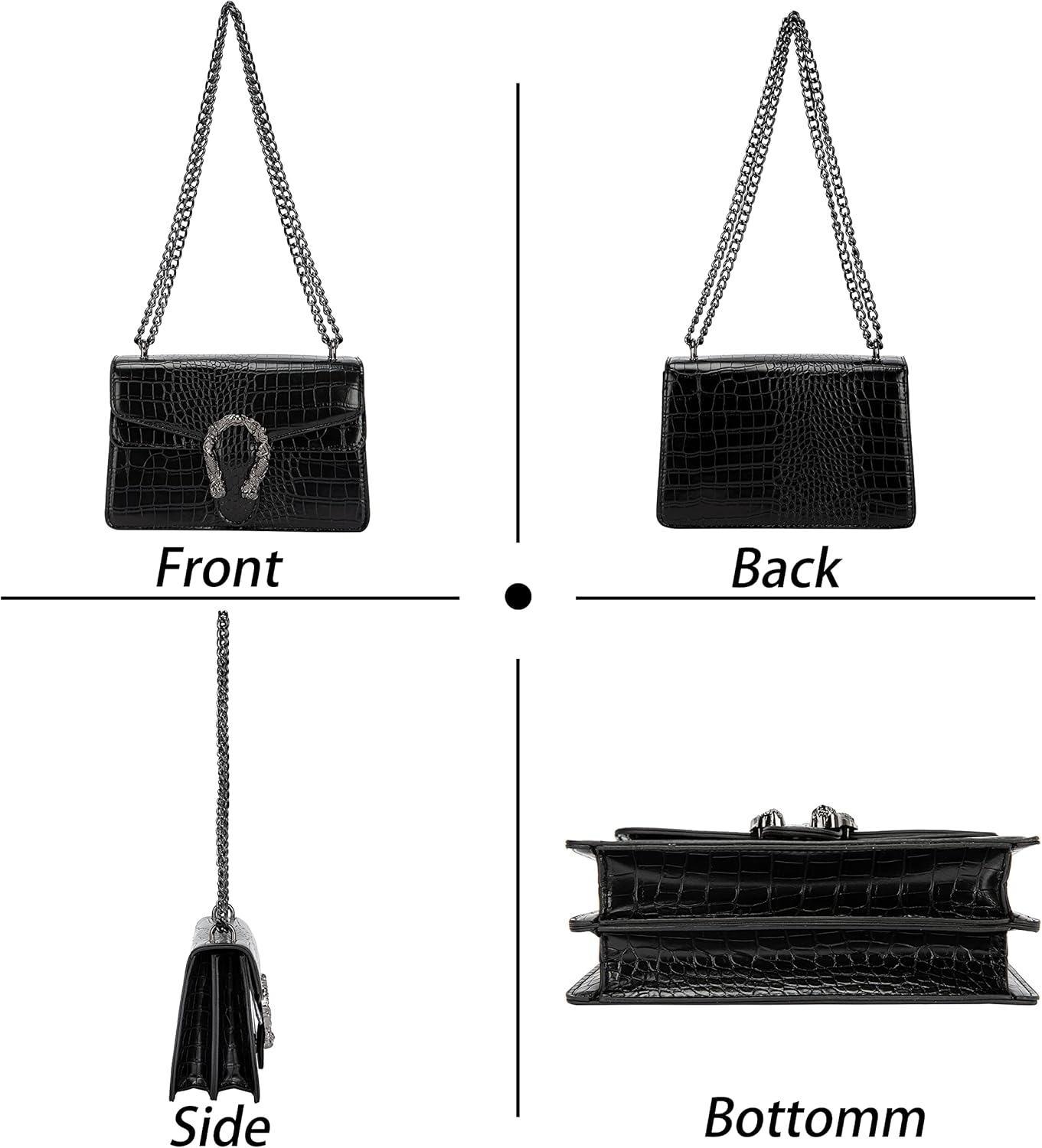 Women's Snake Print Crossbody and Chain Purse - Leather Satchel Bag Evening Clutch Handbag Shoulder Bag - Image 3