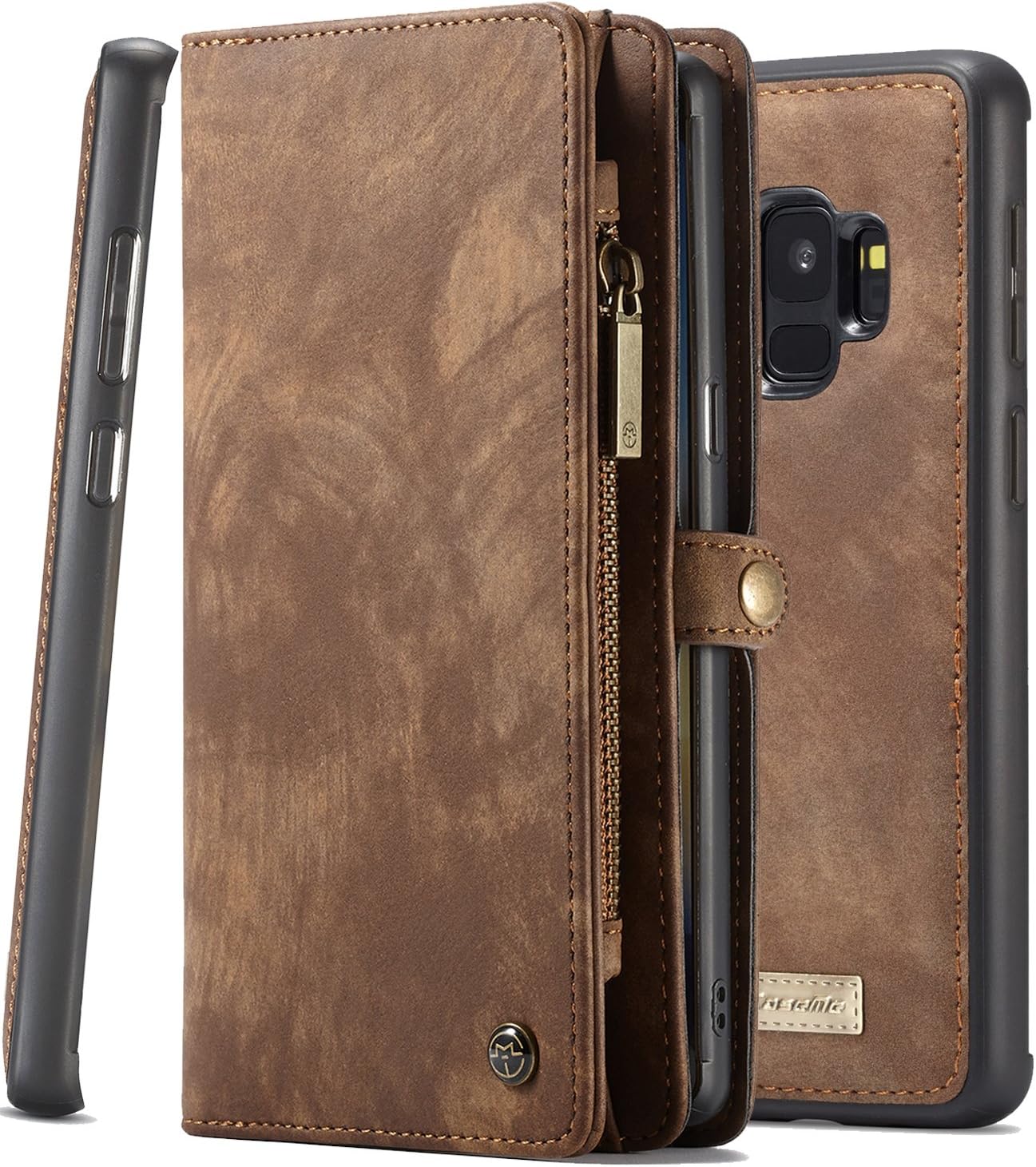 Galaxy S9 Wallet Phone Detachable Case XRPow Samsung S9 Multi-Functional Folio Flip Vegan Leather Wallet Removable Magnetic Back Cover 11 Card Slots & 3 Cash Pocket Shock Protection Cover Brown