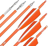 Vista 9 de Flechas de carbono de 31 pulgadas, flechas de caza de tiro con arco de color fluorescencia, 500 600 espina dorsal con plumas, flechas de práctica