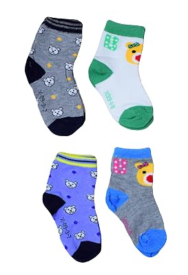 Baby Boy's & Baby Girl's Regular Fleece & Cotton Socks (Pack of 4) (Assorted)