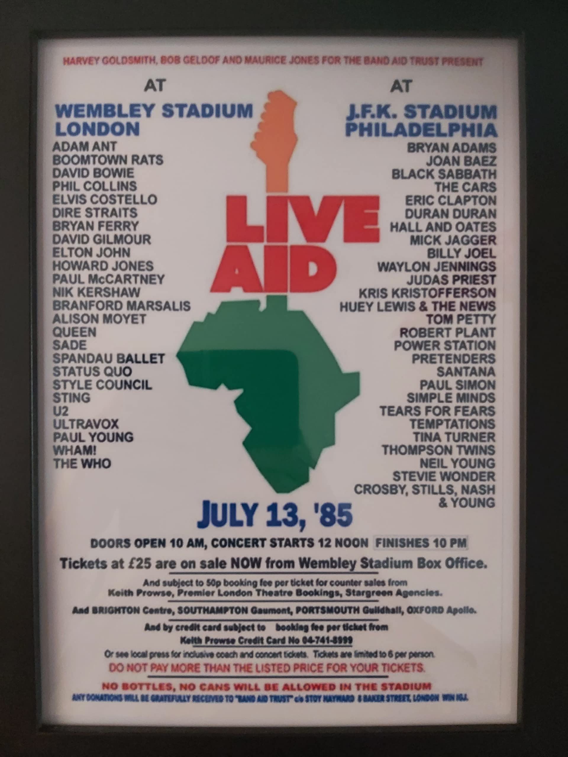 Assorted Multicoloured Live Aid 1985 Wembley Stadium & Philadelphia - Framed Print