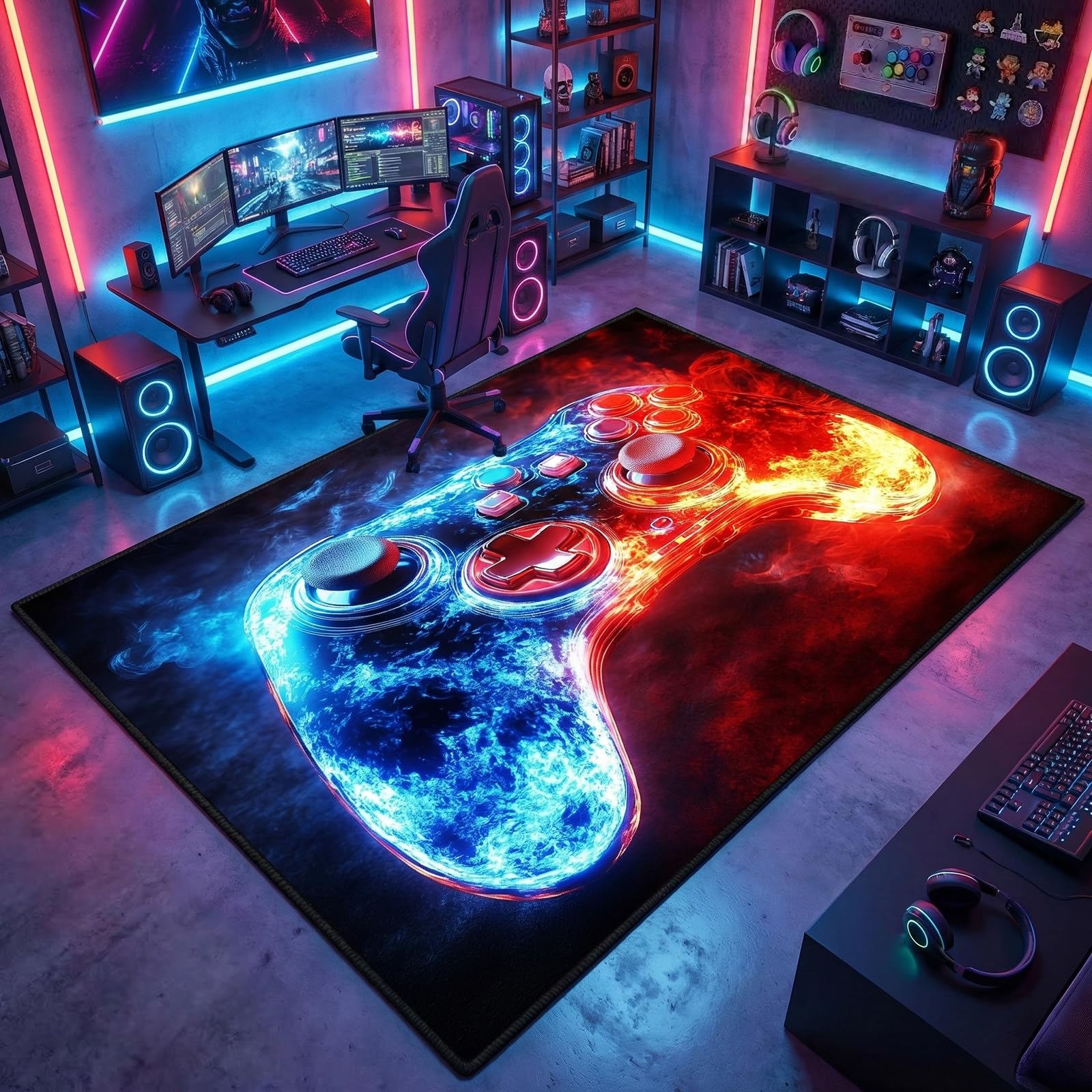 Photo 1 of FJKJHKGJ Gaming Rug for Boys Room - Video Game Rug Game Controller Floor Mats Gamer Room Decor for Kids Teen Boy, 5x7 Feet