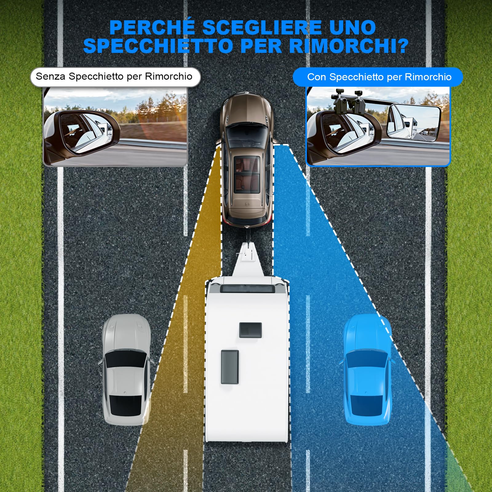 SUPAREE Specchi Supplementari Caravan Specchietti Laterali Aggiuntivi Specchietti per Roulotte per Auto Motorhome