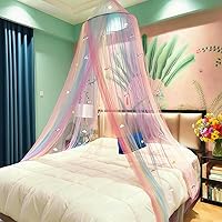 Vista 1 de Eimilaly Mosquitera de arco iris, toldo de cama de princesa para decoración de habitación de niñas o fiesta temática de unicornio