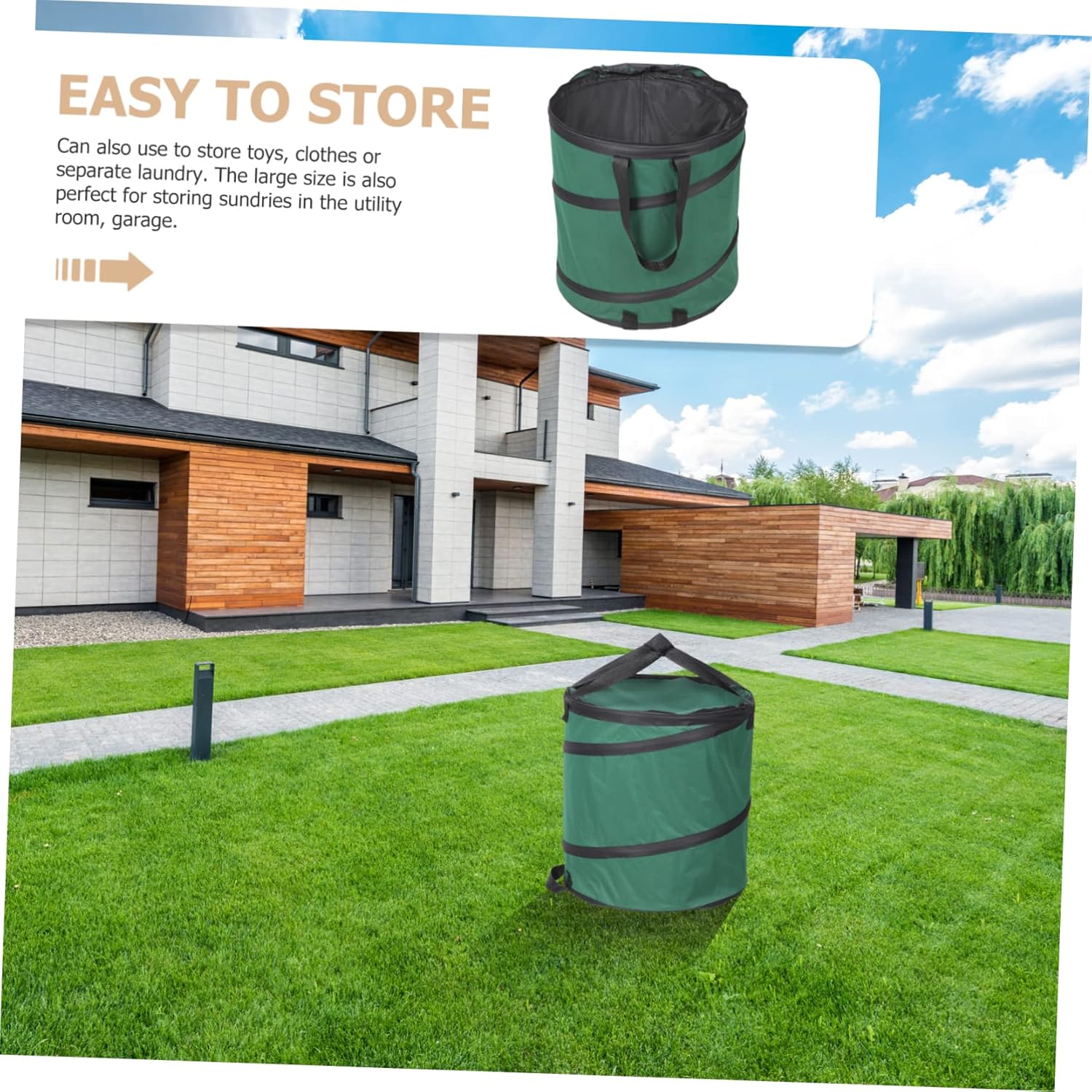 BESPORTBLE Foldable Oxford Cloth Nut Collection Bag Spring Bottom for Yard Waste Gardening Leaves and Rubbish Sturdy Leaf Storage Bag Handles