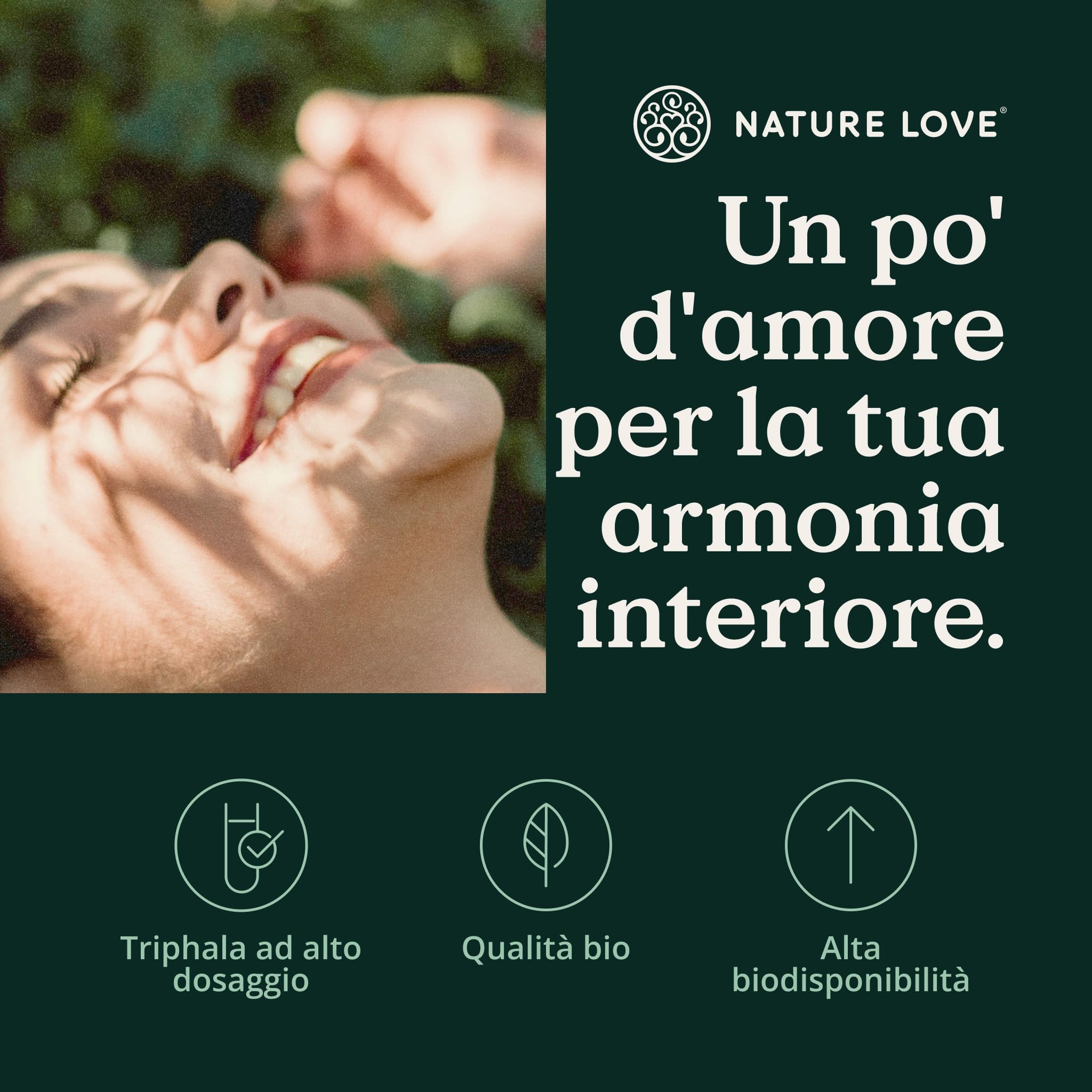 NATURE LOVE® Triphala Organic - Alto Dosaggio con 500 mg per Capsula - 180 Capsule - Materia Prima di Qualità dall'India - Testata in Laboratorio e Certificata Biologica, Prodotta in Germania