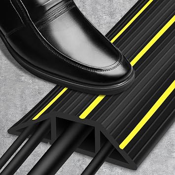 Floor Cable Cover, 2M Rubber Outdoor Cable Protector, Floor Cable Tidy With 3 Wire Cord Channels, Heavy Duty, Black