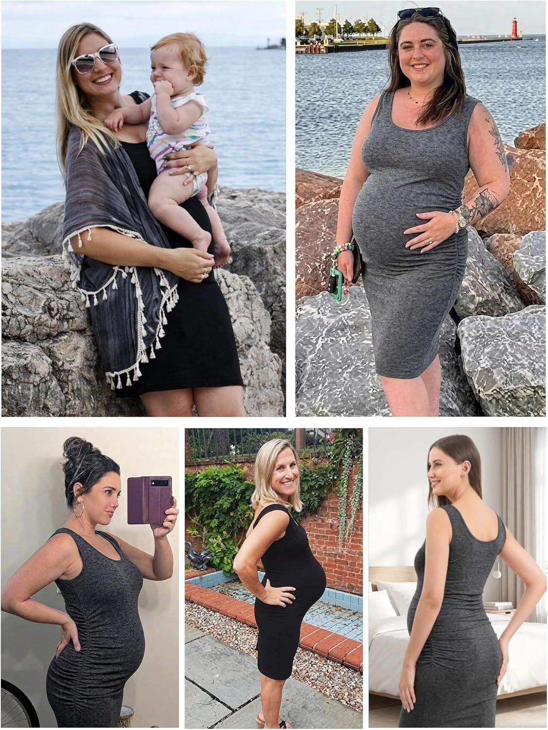 BBHoping Women's Maternity Sleeveless Dresses Maternity Tank Dress Mama Baby Shower Pregnancy Dress