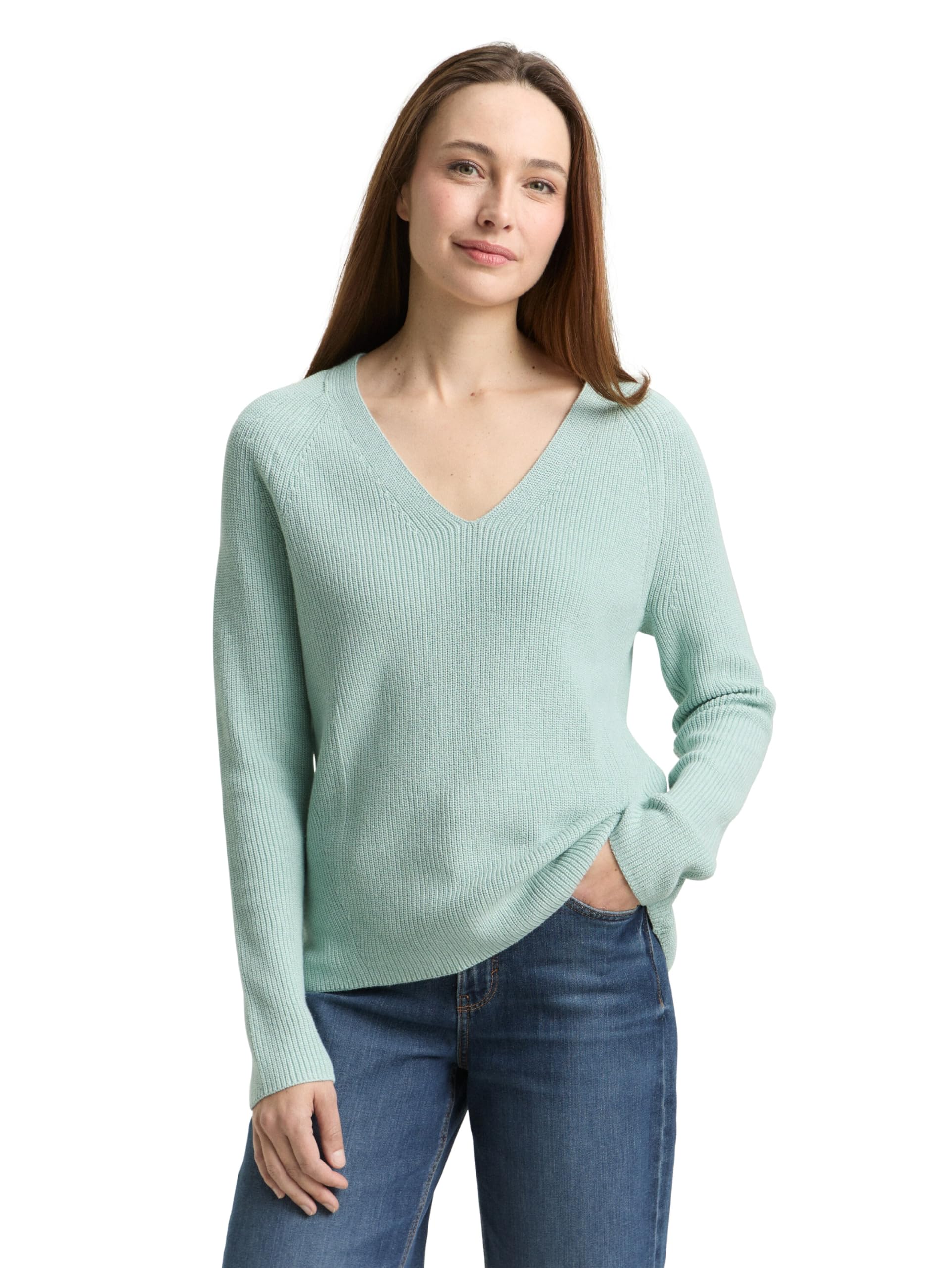 TOM TAILOR Damen Strickpullover mit V-Ausschnitt