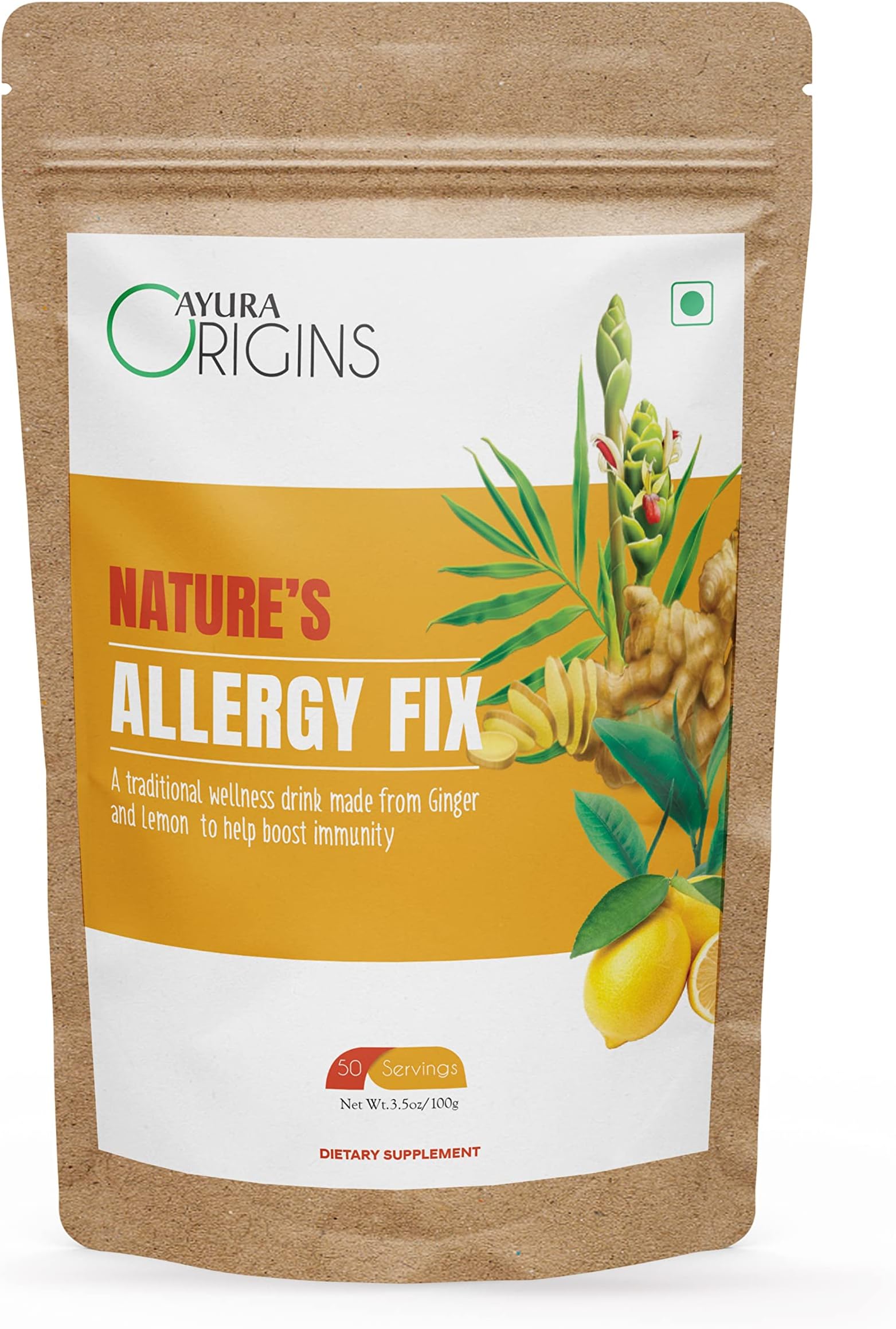 AYURA ORIGINS Nature's Allergy Fix, Natural Ingredient Detox Drink, Good for Kidney Health and Helps Flush Harmful Toxins from the Body, Rich in Vitamin C, 100 Grams, Good for all age groups