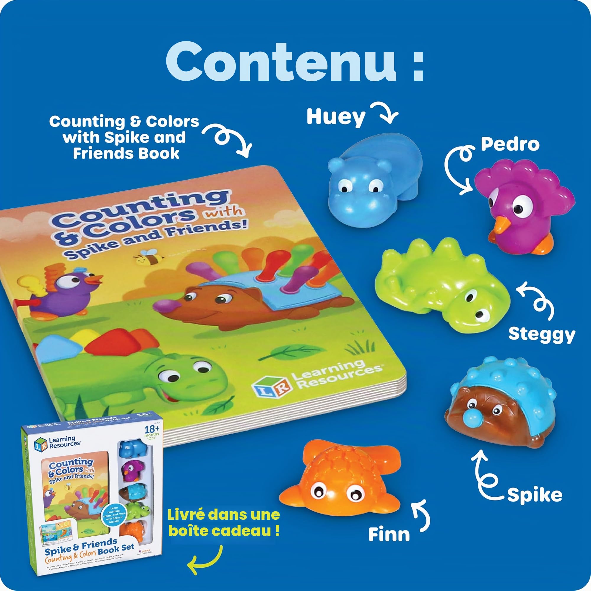 Learning Resources Collection de Livres pour Compter et Apprendre Les Couleurs avec Spike et Ses Amis, activités Petite enfance, kit de Jouets éducatifs, à partir de 18 Mois