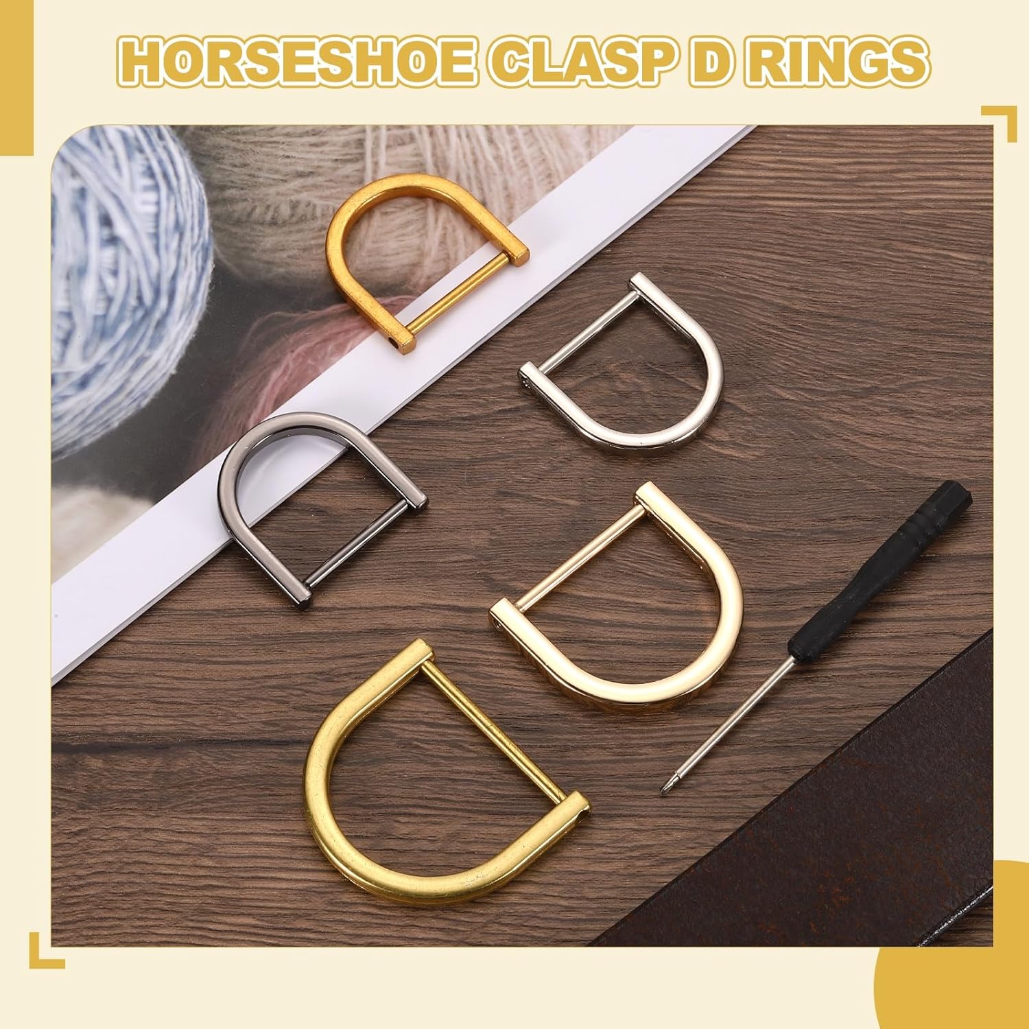 PATIKIL 1 Inch D-Rings Screw in Shackle, 4 Pcs Horseshoe Clasp U Shape D Rings with Screwdriver for Purse Keychain Strap Buckle DIY Leather Craft, Black - Image 5