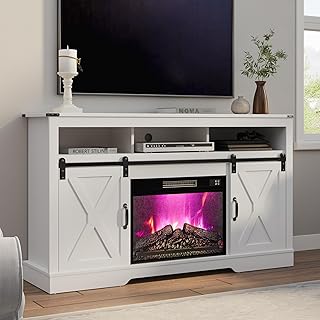 RoyalCraft Farmhouse Fireplace TV Stand for 65+ Inch TV, Entertainment C...