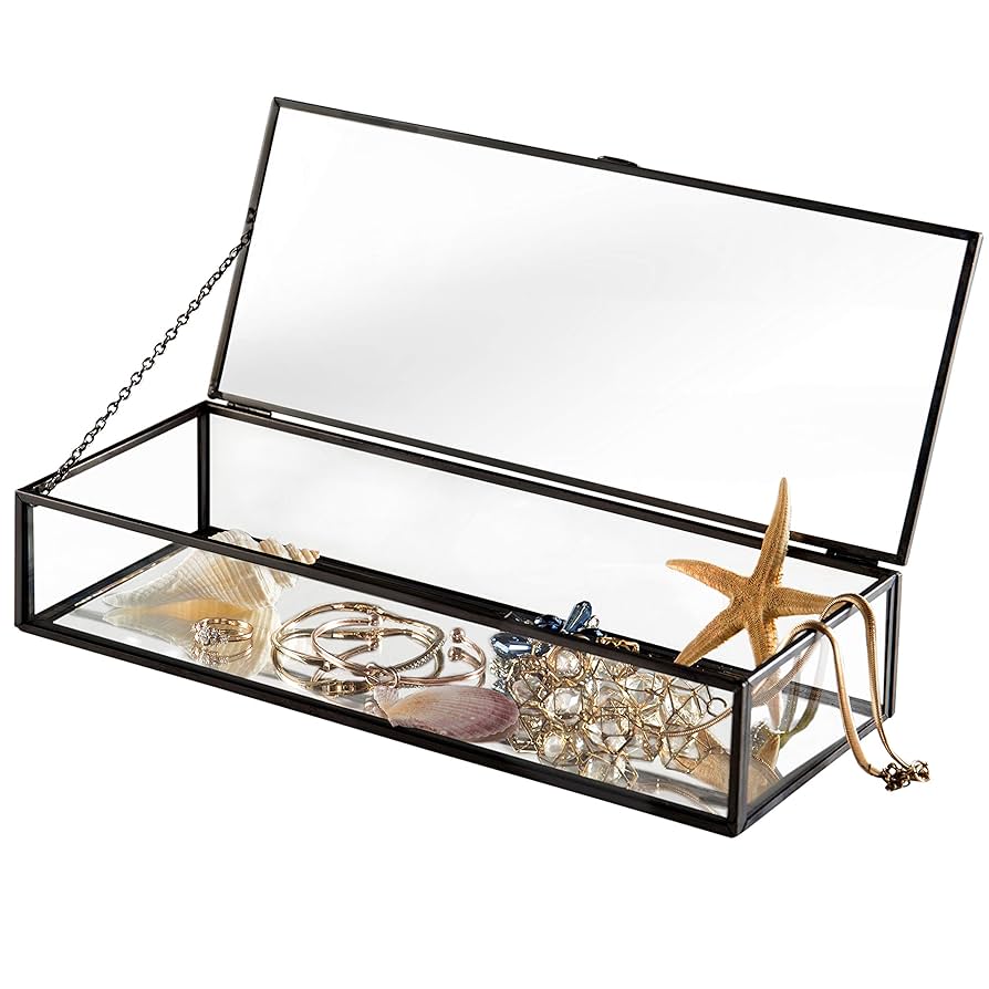 Amazon.com: MyGift Glass Jewelry Box, Vintage Style Black