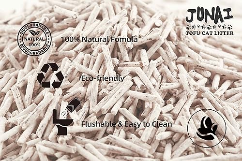 Miniatura 4 de JUNAI Arena para gatos de tofu, 16 paquetes (5.1 lbs x 16), arena para gatos aglutinante de café natural vegana, arena para gatos ligera y sin polvo