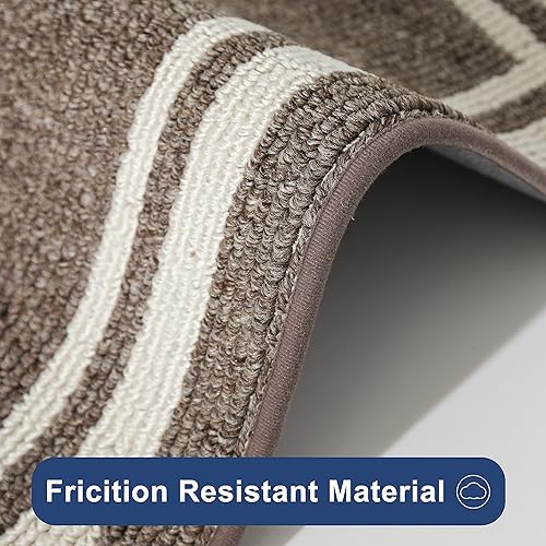 Miniatura 4 de COSY HOMEER Tapetes de cocina antideslizantes de polipropileno grueso para el hogar, lavable a máquina, 24 x 3524 x 60 pulgadas, marco marrón