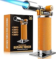 Vista 11 de RAVS Encendedor de butano, soplete de cocina recargable con llama ajustable y hebilla de seguridad, mini linterna de metal premium para hornear