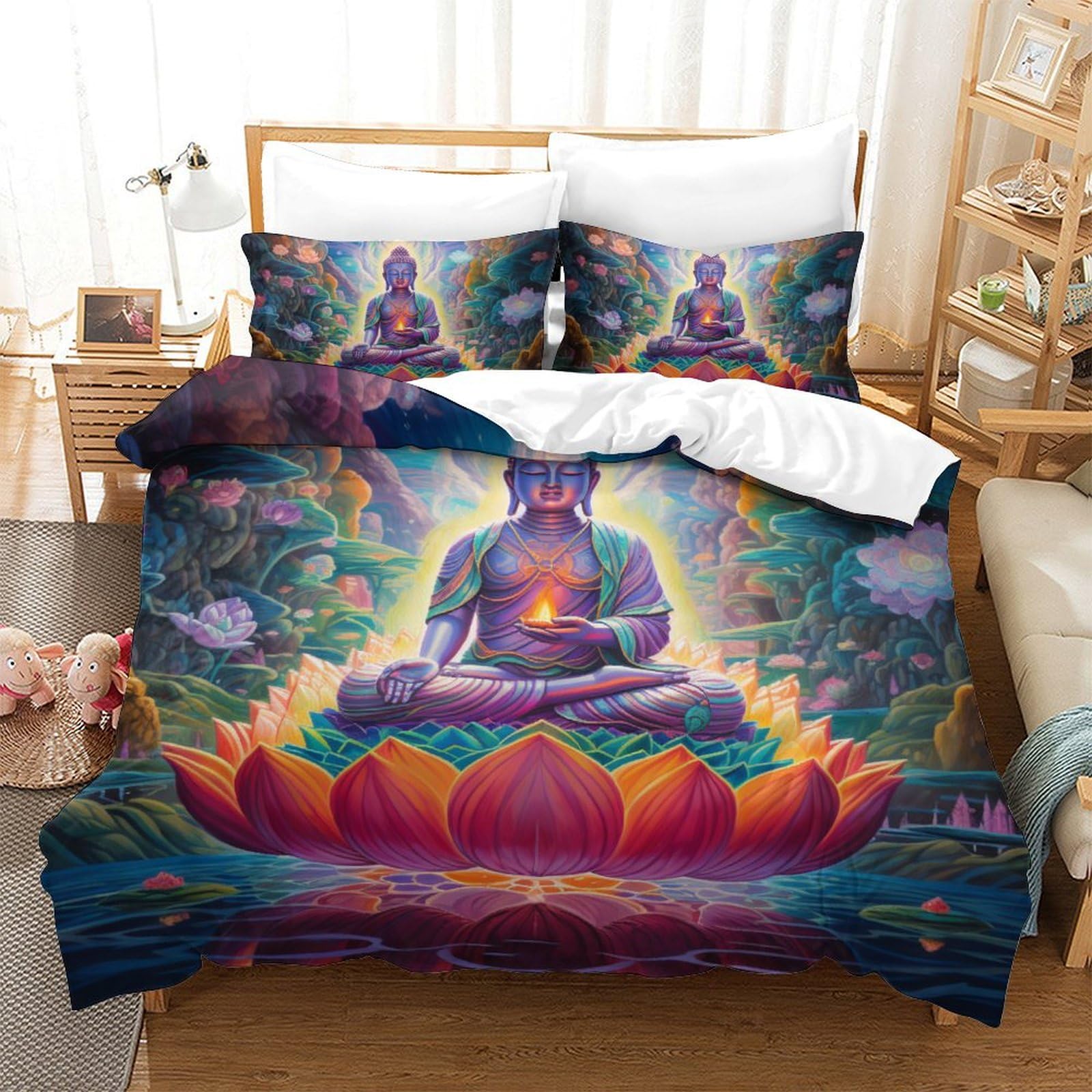 Parure de lit Bouddha 3D facile à laver pour lit d'enfant 220x240 cm